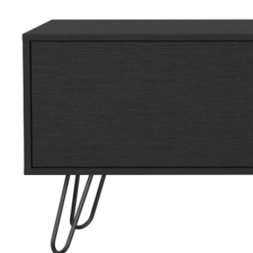 Black Wood Enclosed and Open Storage TV Stand - 71-inch