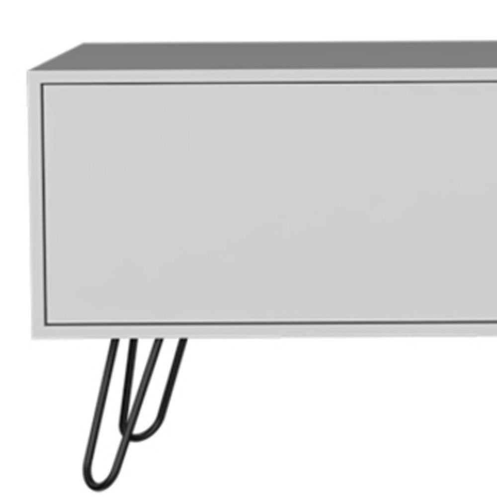 White Cabinet Open and Enclosed Storage TV Stand - 71-inch