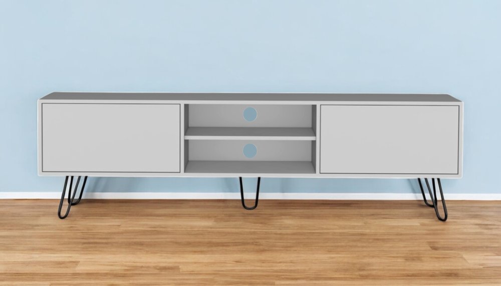 White Cabinet Open and Enclosed Storage TV Stand - 71-inch