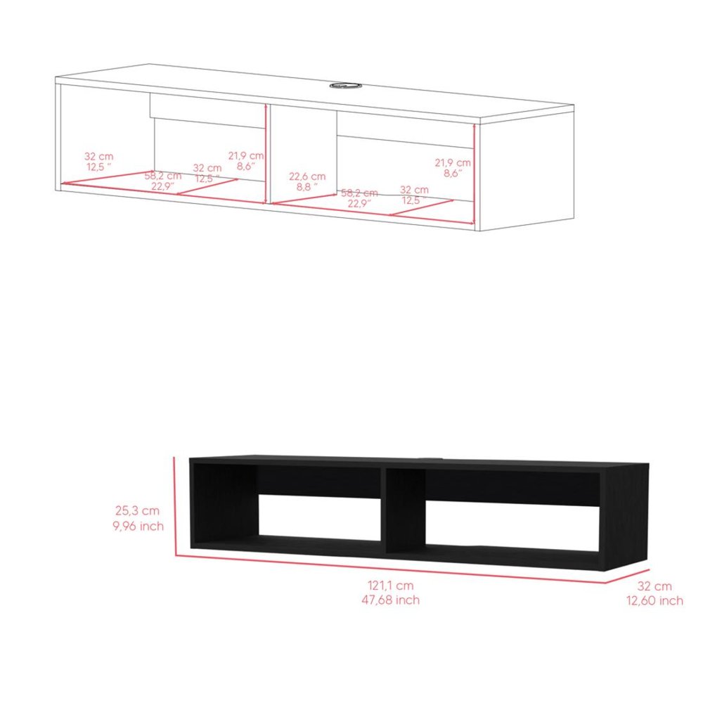 Black Floating Mount Entertainment Center - 48-inch