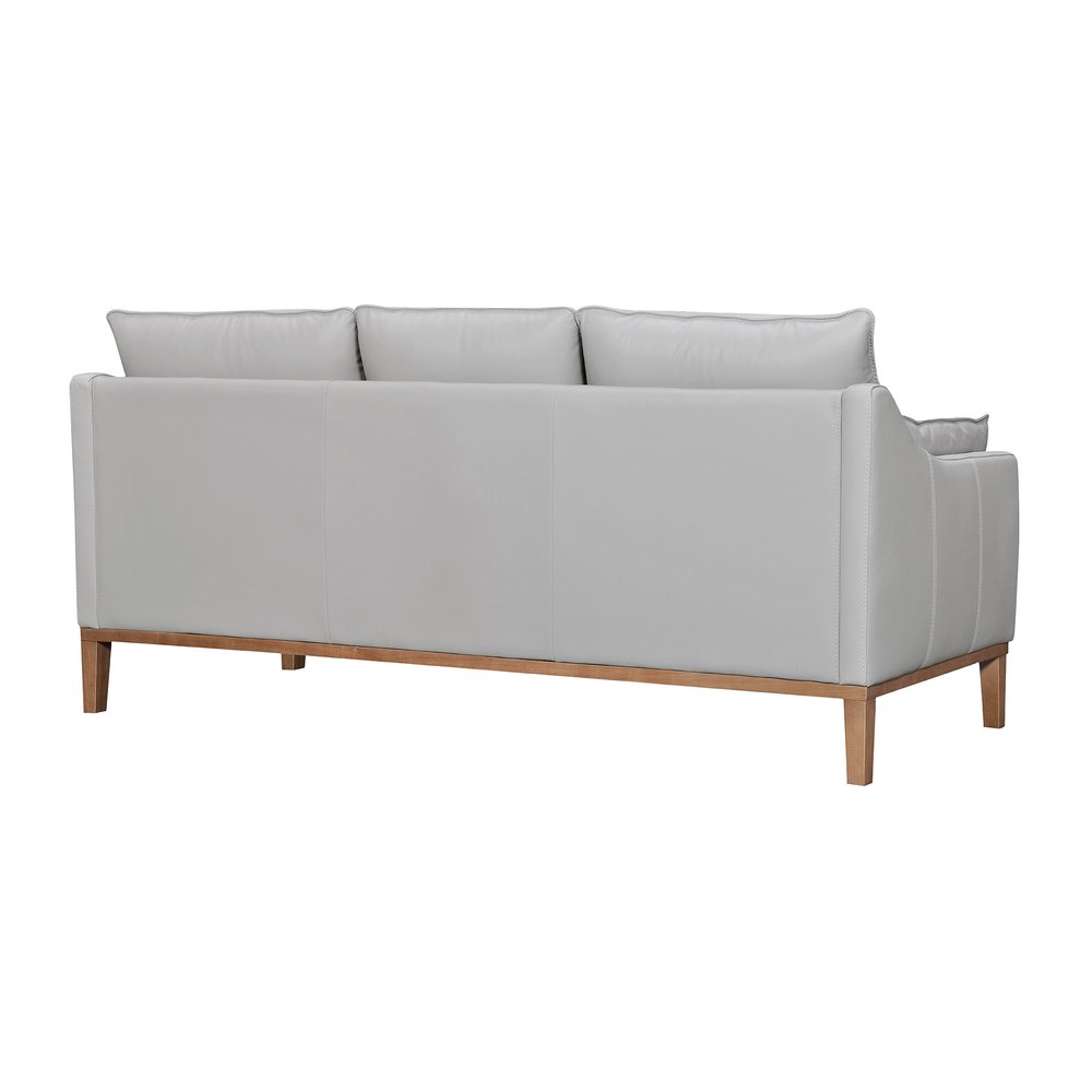 Gray Leather Sofa and Toss Pillows with Brown Legs - 87-inch