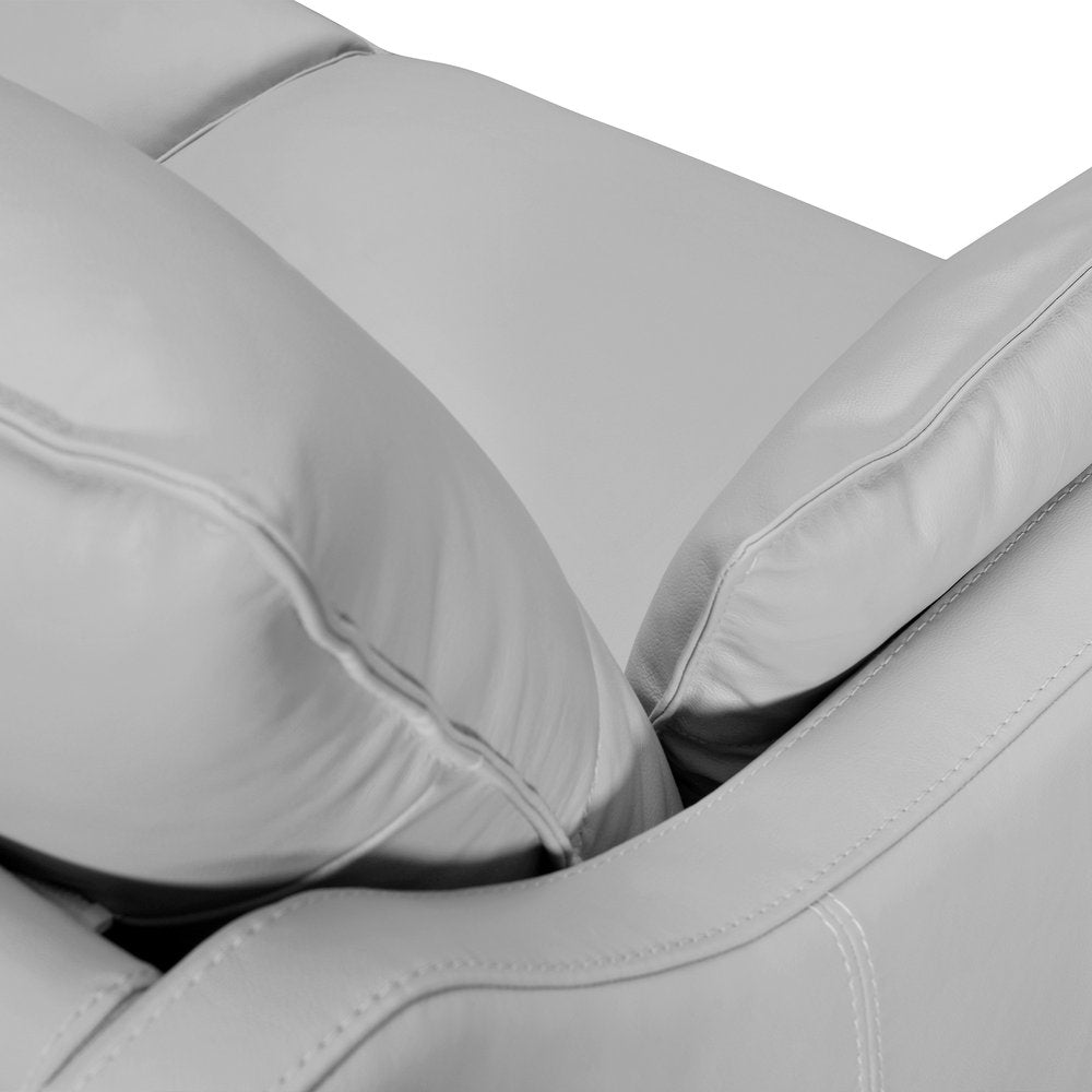 Gray Leather Sofa and Toss Pillows with Brown Legs - 87-inch