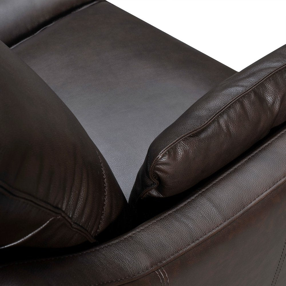 Dark Brown Leather Sofa and Toss Pillows with Brown Legs - 87-inch
