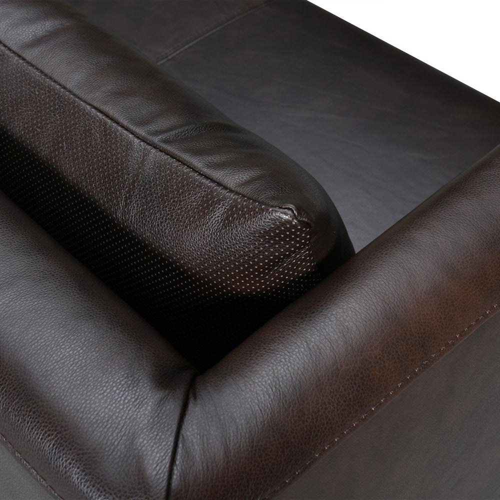Dark Brown Leather Sofa with Brown Legs - 85-inch