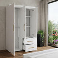 White Wood Four Door Two Drawer Combo Dresser - 70-inch