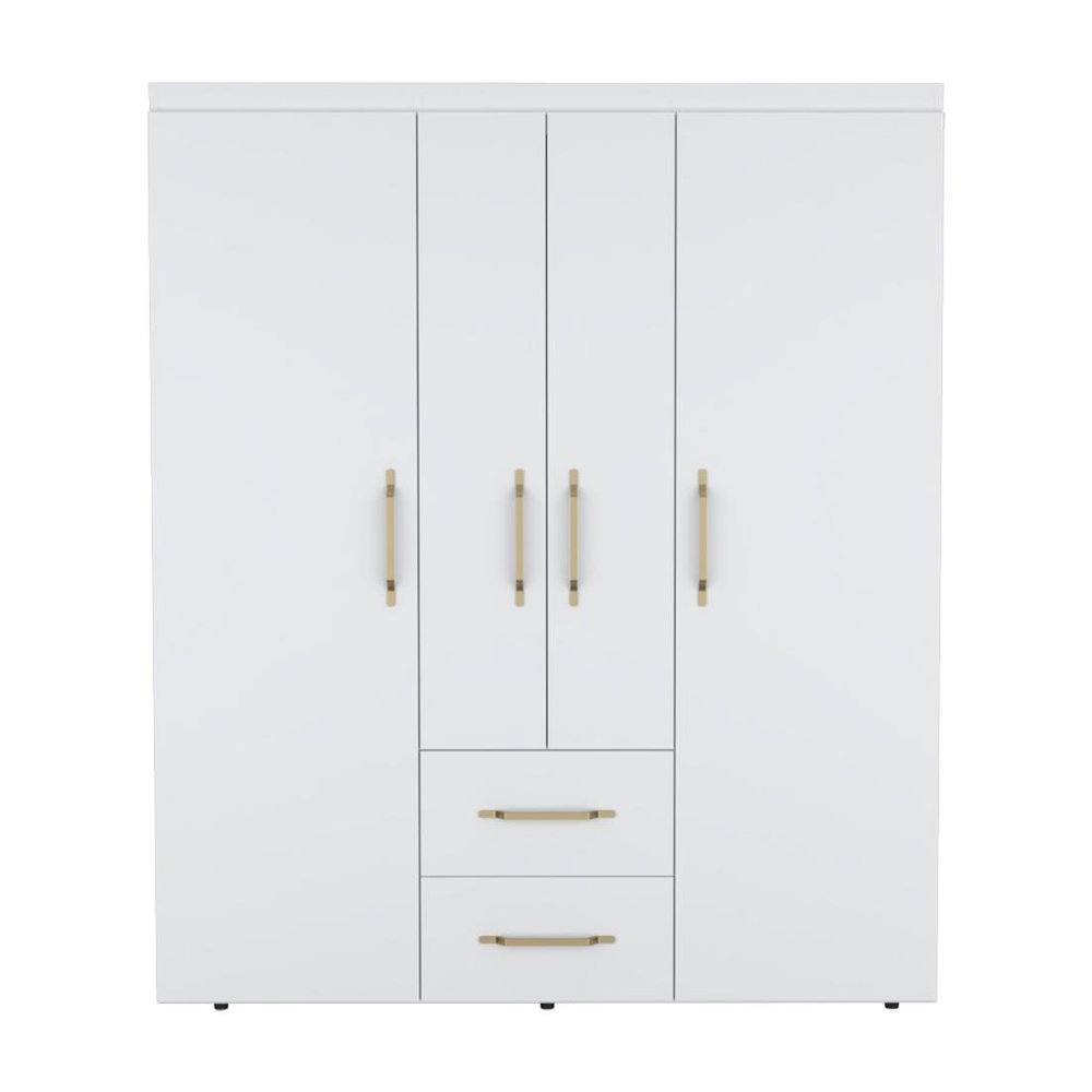 White Wood Four Door Two Drawer Combo Dresser - 70-inch