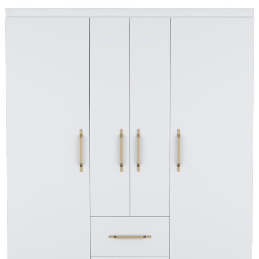White Wood Four Door Two Drawer Combo Dresser - 70-inch