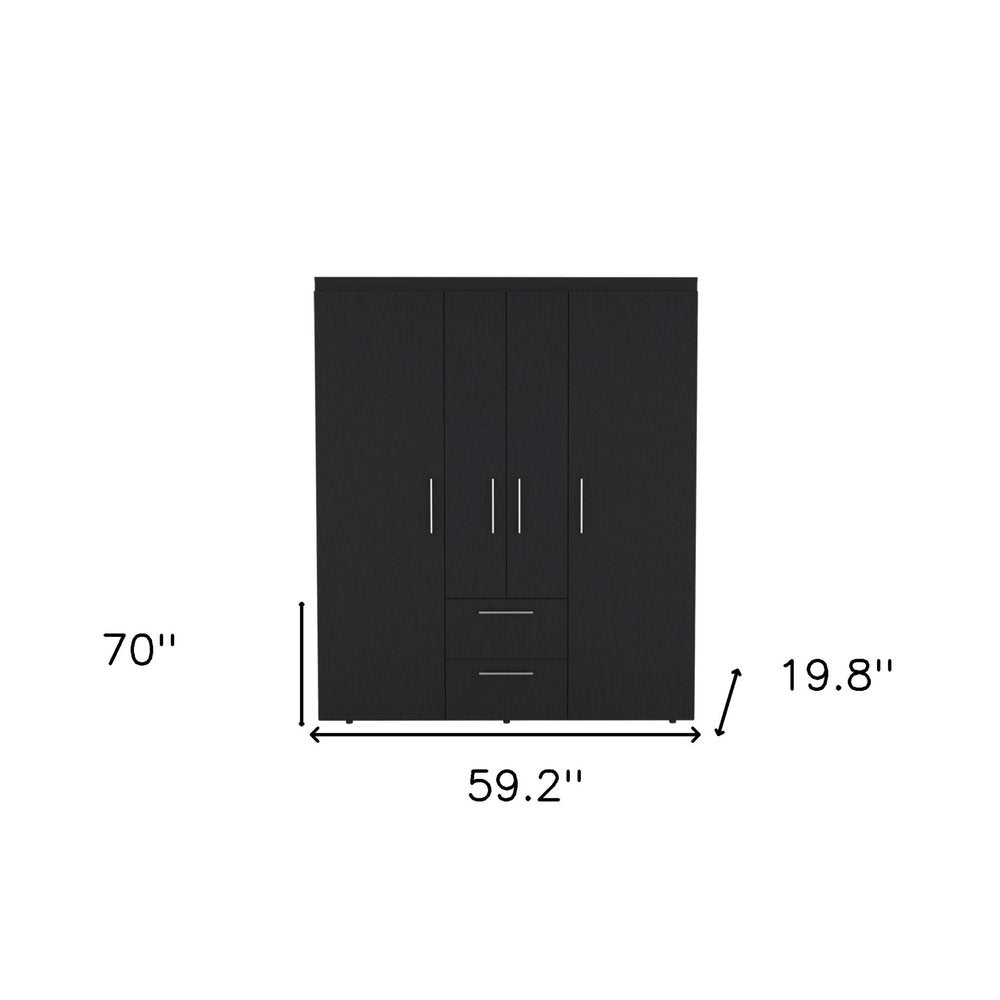 White Wood Four Door Two Drawer Combo Dresser - 70-inch