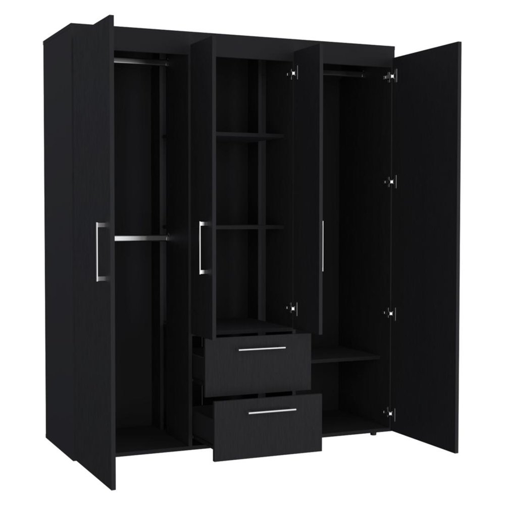 White Wood Four Door Two Drawer Combo Dresser - 70-inch