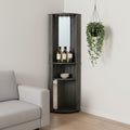 Charcoal Wood Ribbed Texture Corner Bar Cabinet with Two Doors - 75-inch
