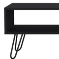 Black and Oak Wood and Metal Coffee Table with Drawer and Shelf