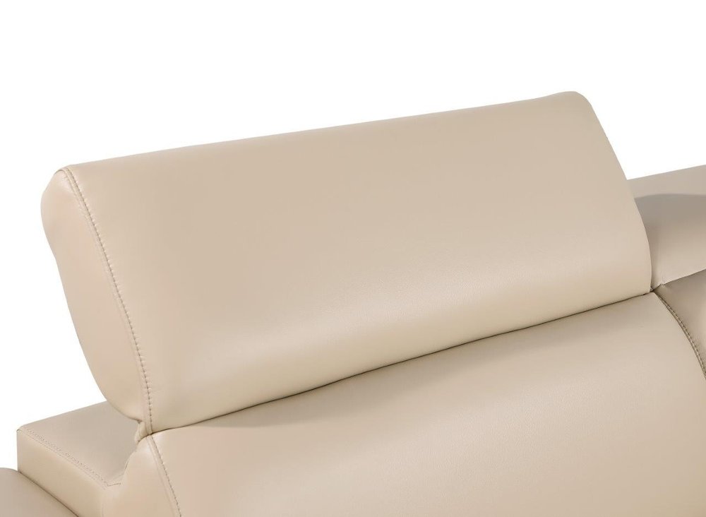 Beige and Silver Genuine Leather Loveseat - 71-inch