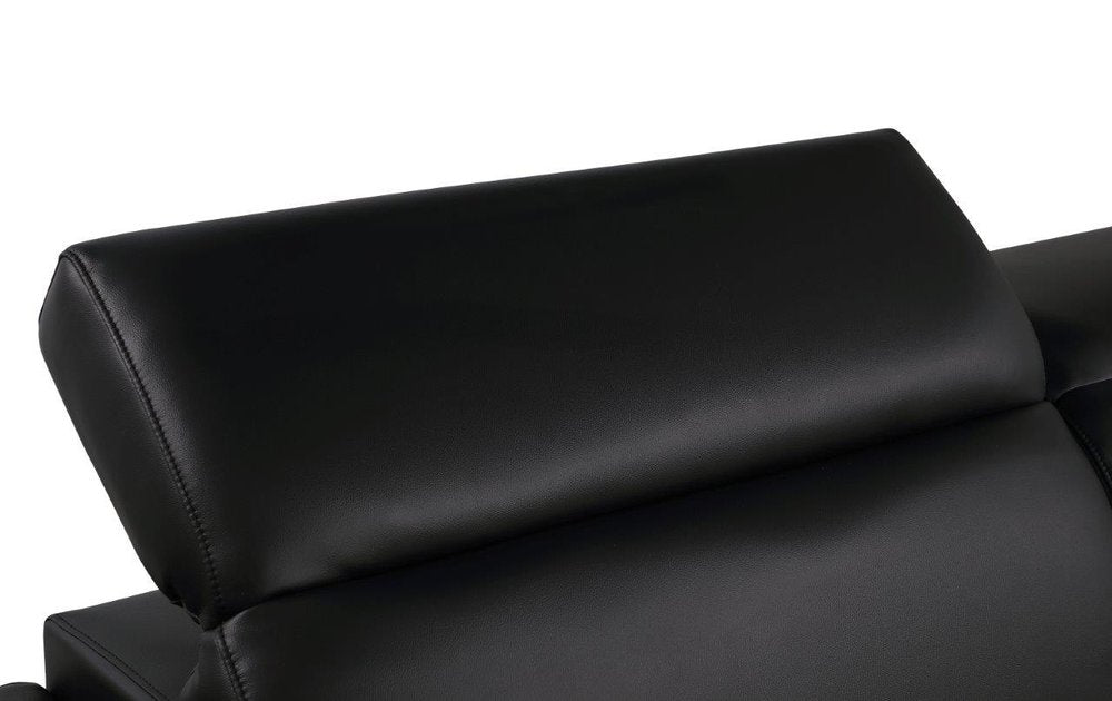 Black and Silver Genuine Leather Loveseat - 71-inch