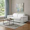 White and Silver Genuine Leather Love Seat - 71-inch