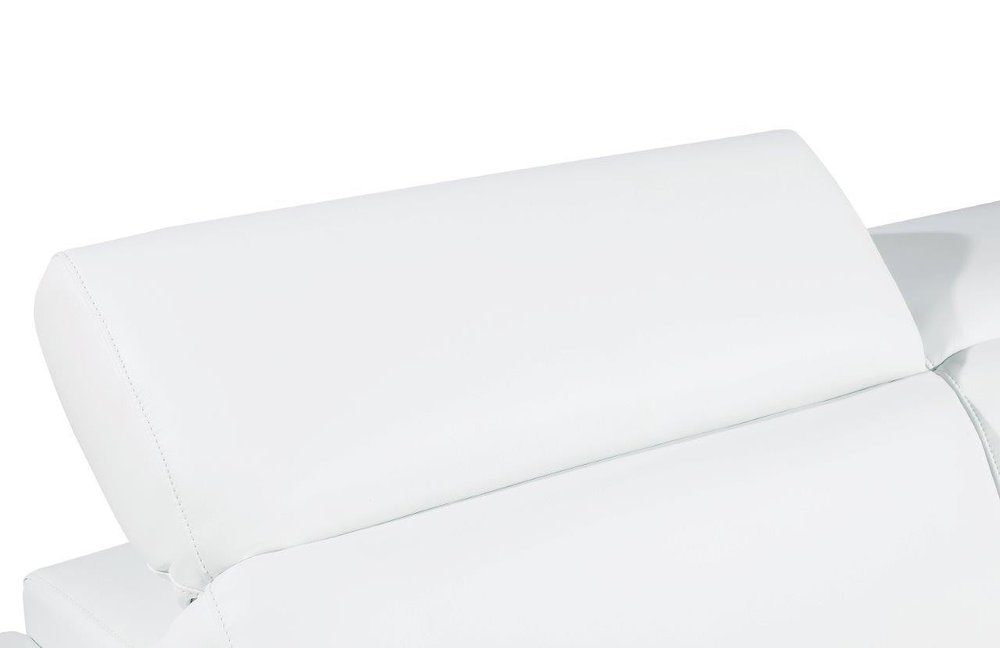 White and Silver Genuine Leather Love Seat - 71-inch
