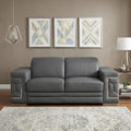 Gray and Silver Genuine Leather Loveseat - 71-inch