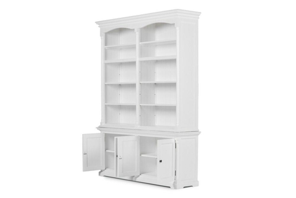 White Solid Wood Frame Dining Hutch with Fourteen Shelves - 65-inch