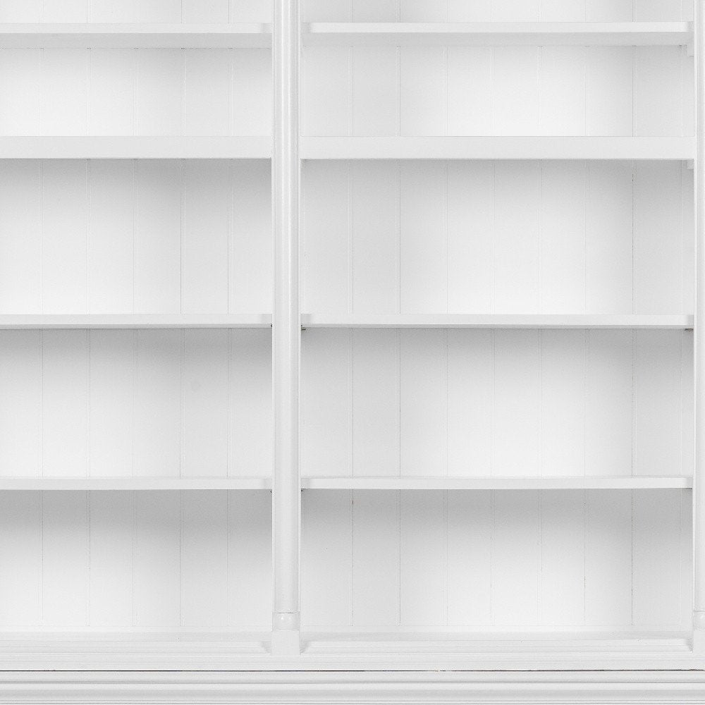 White Solid Wood Frame Dining Hutch with Fourteen Shelves - 65-inch