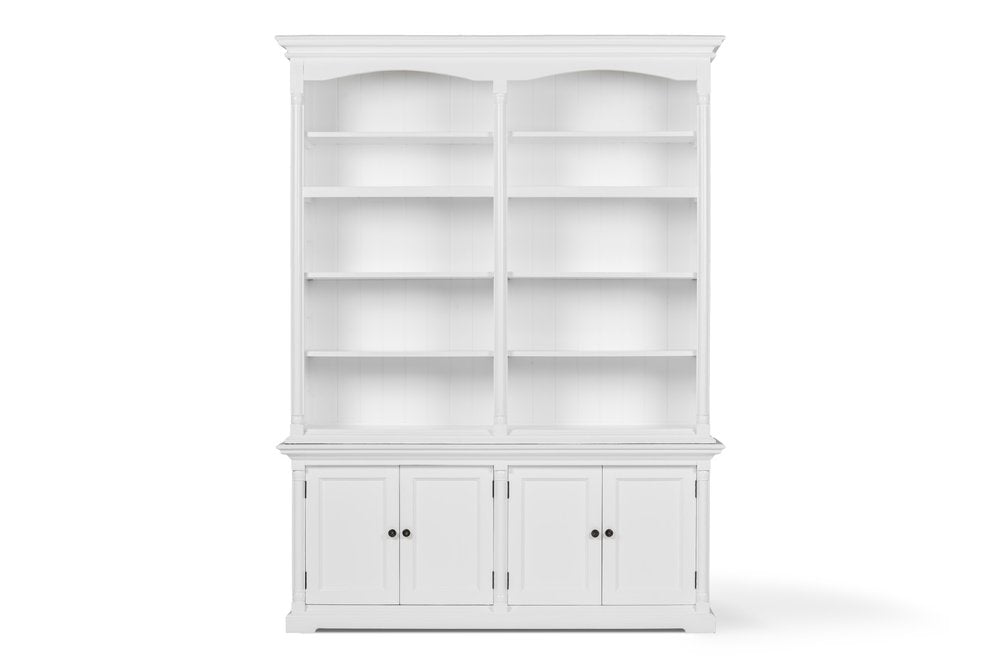 White Solid Wood Frame Dining Hutch with Fourteen Shelves - 65-inch