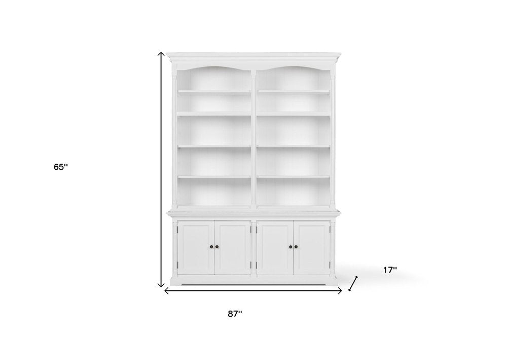 White Solid Wood Frame Dining Hutch with Fourteen Shelves - 65-inch