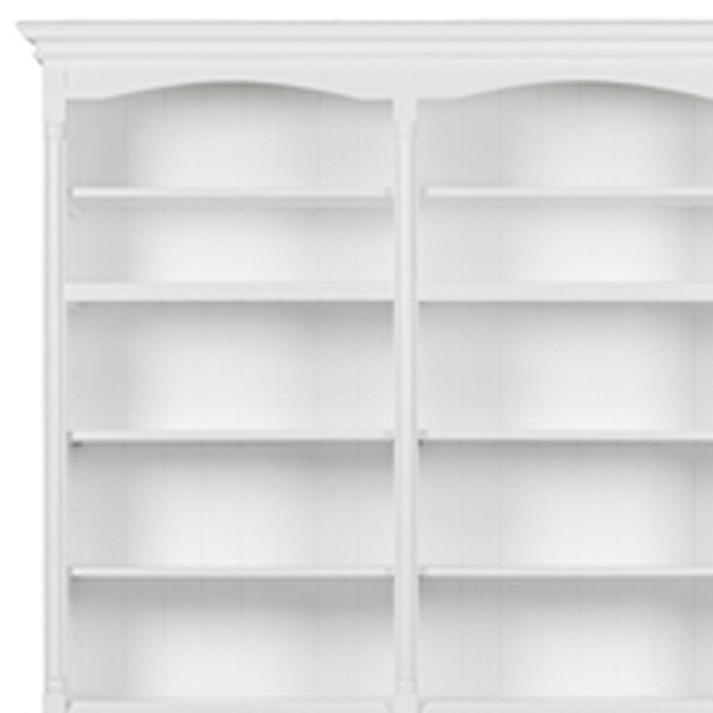 White Solid Wood Frame Dining Hutch with Fourteen Shelves - 65-inch