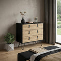 Natural and Black Three Drawer Dresser - 32-inch