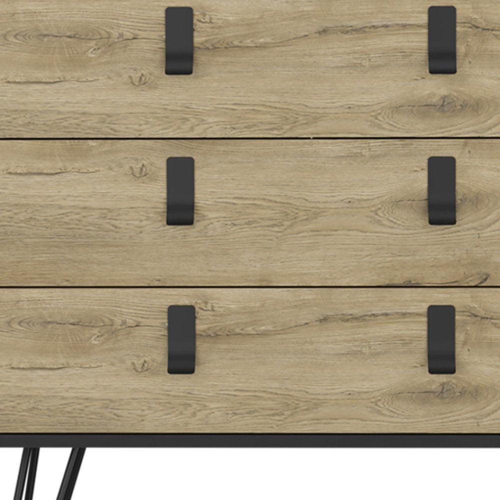 Natural and Black Three Drawer Dresser - 32-inch