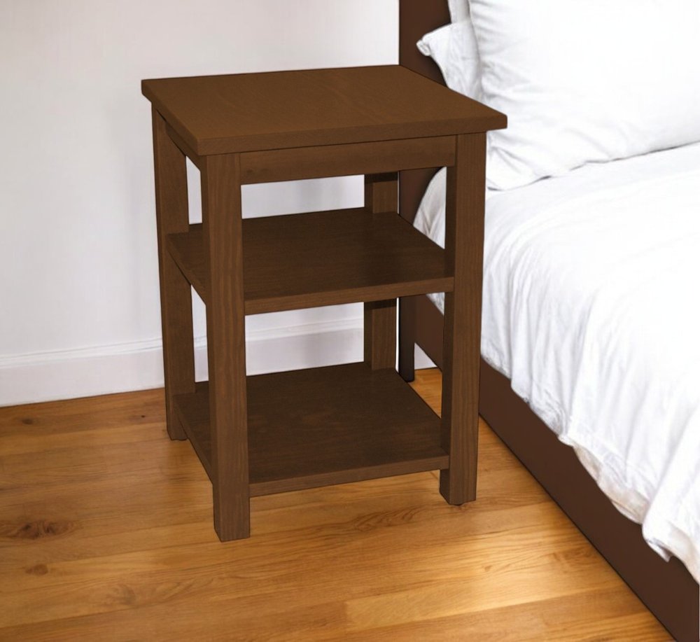 Brown Solid Wood Nightstand - 28-inch