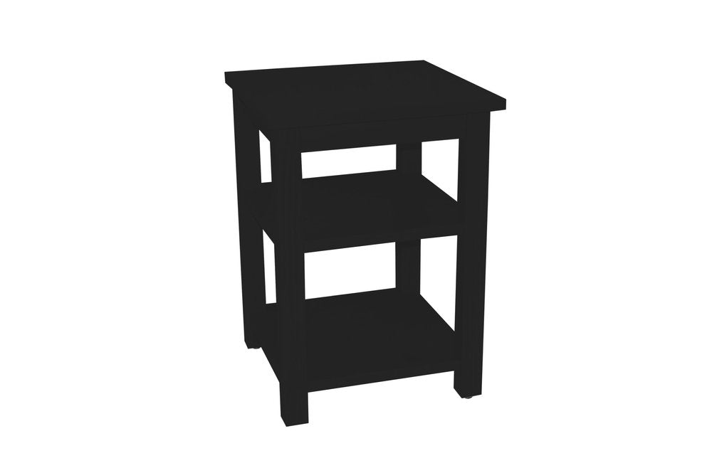 Black Solid Wood Nightstand - 28-inch