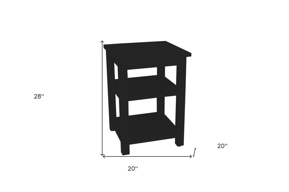Black Solid Wood Nightstand - 28-inch