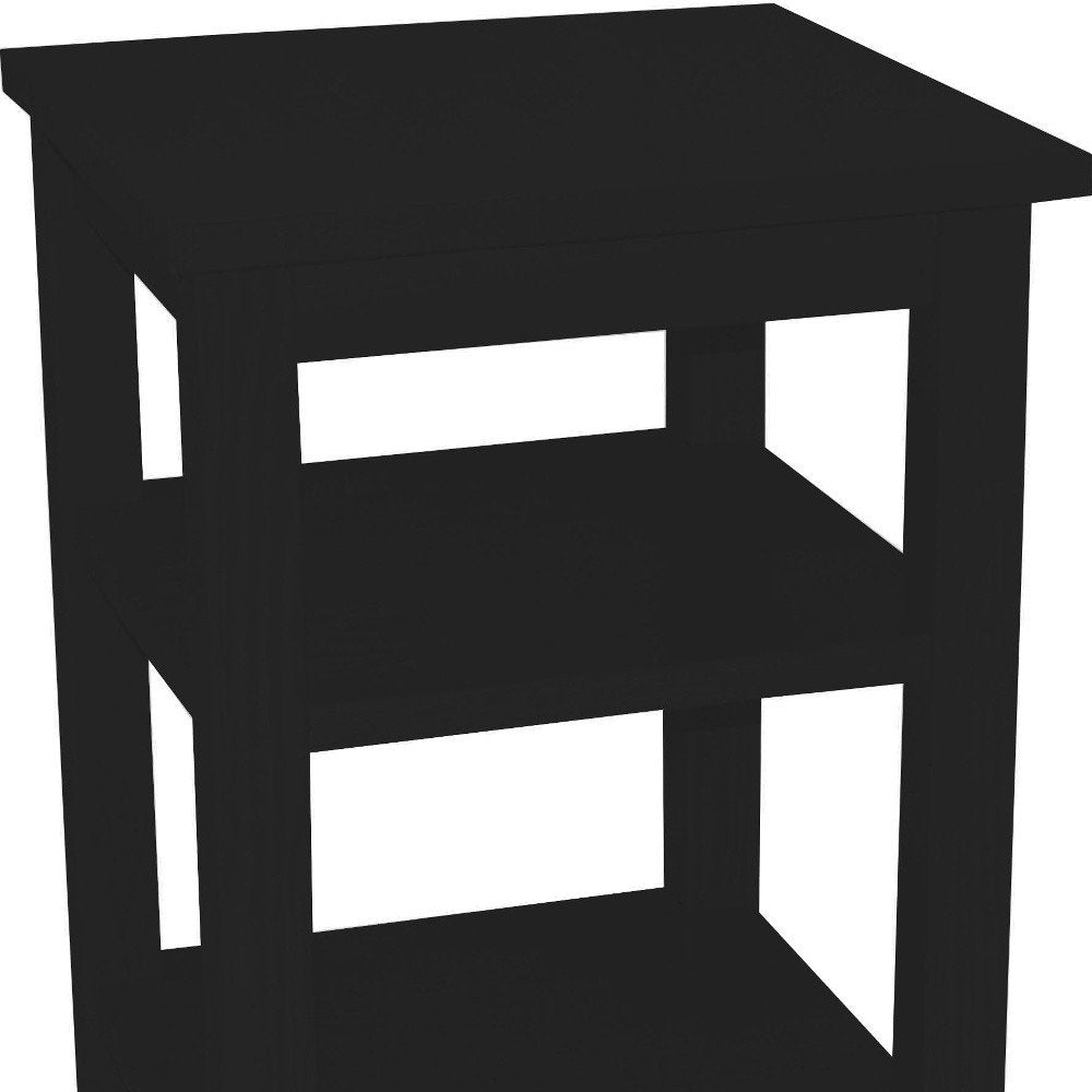 Black Solid Wood Nightstand - 28-inch