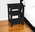 Black Solid Wood Nightstand - 28-inch