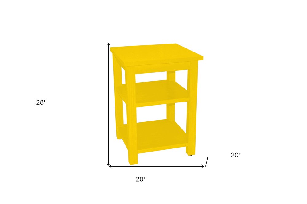 Yellow Solid Wood Nightstand - 28-inch