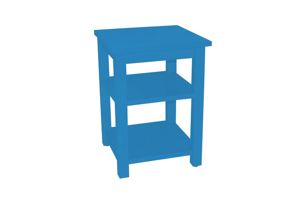 Blue Solid Wood Nightstand - 28-inch