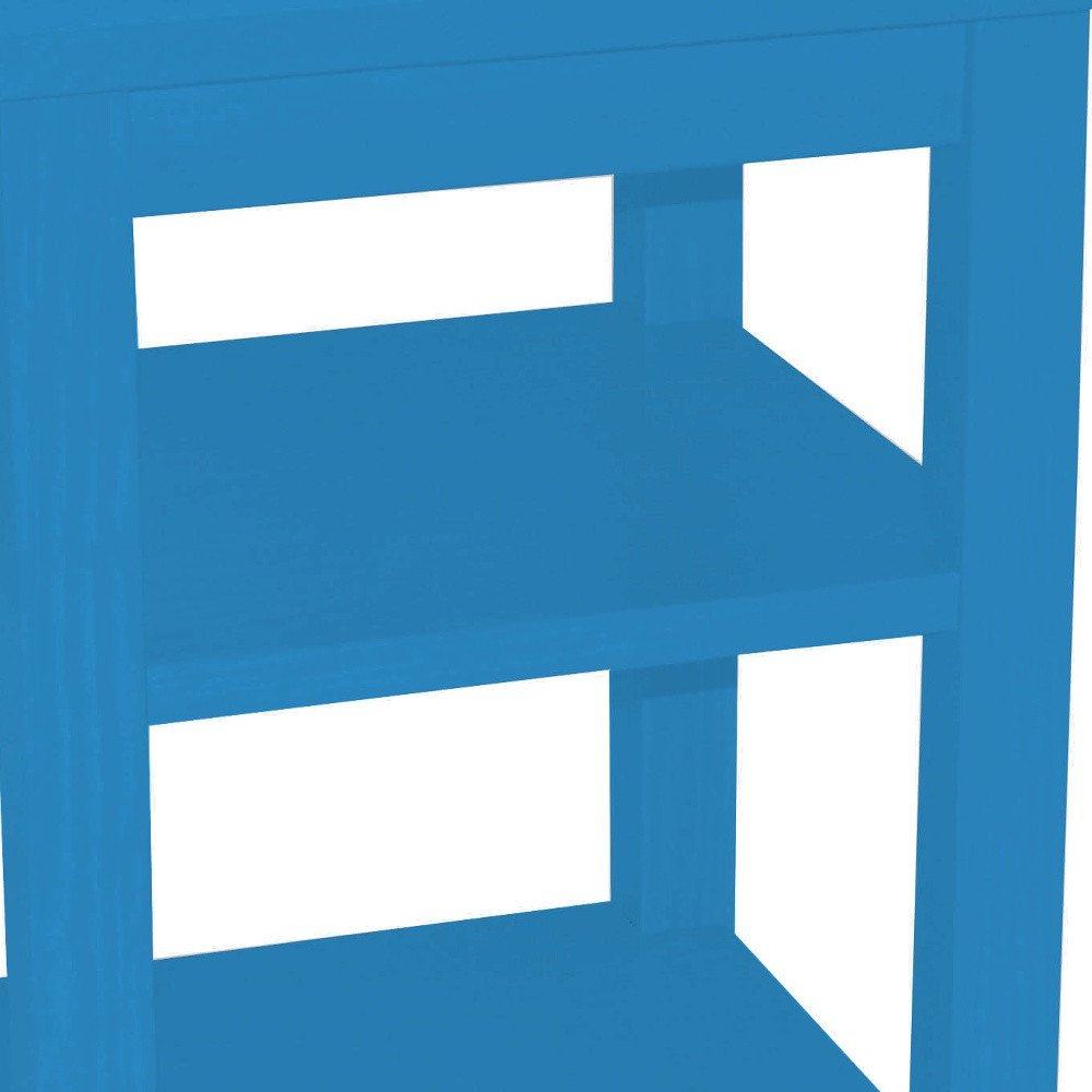 Blue Solid Wood Nightstand - 28-inch