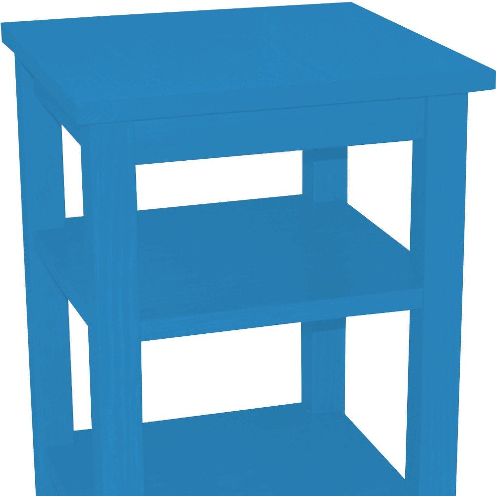 Blue Solid Wood Nightstand - 28-inch