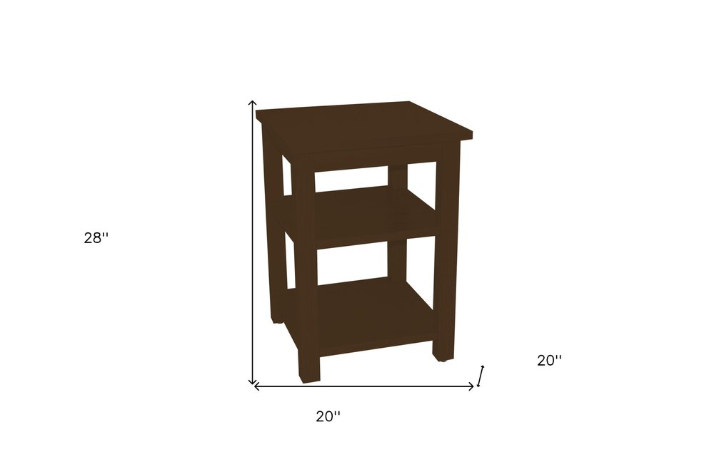 Dark Brown Solid Wood Nightstand - 28-inch