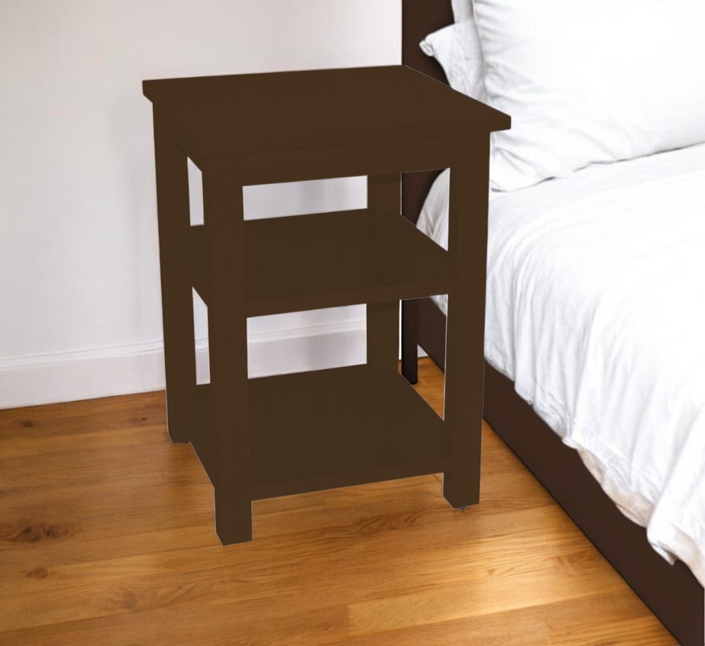 Dark Brown Solid Wood Nightstand - 28-inch