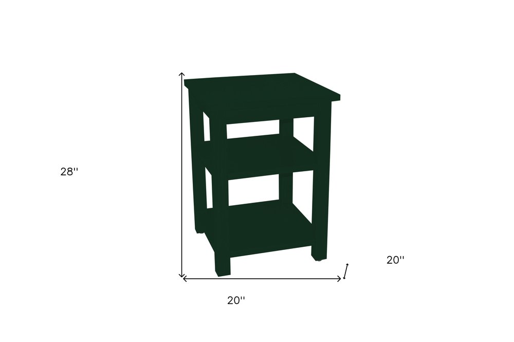 Dark Green Solid Wood Nightstand - 28-inch