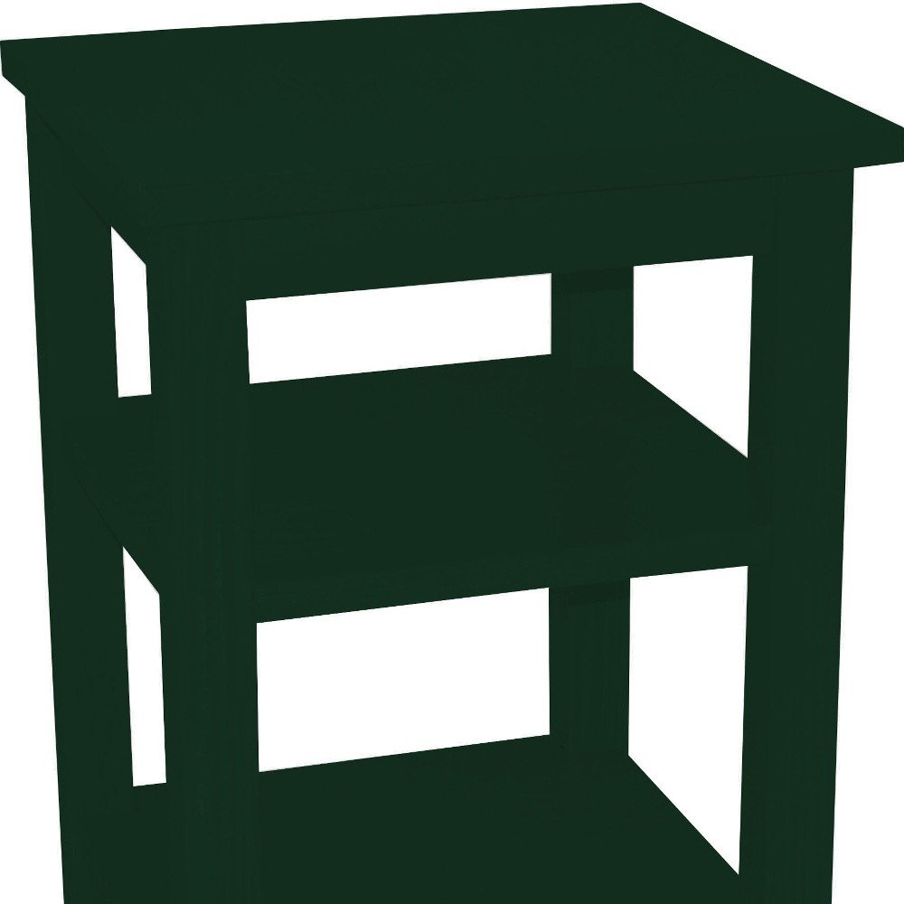 Dark Green Solid Wood Nightstand - 28-inch