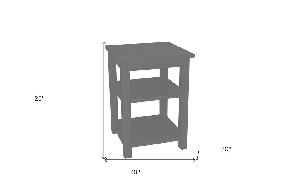 Gray Solid Wood Nightstand - 28-inch