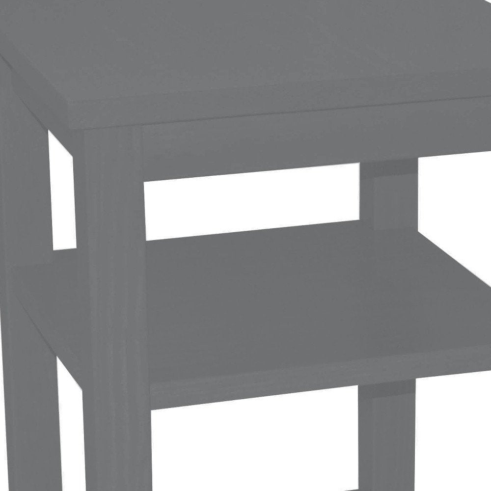 Gray Solid Wood Nightstand - 28-inch