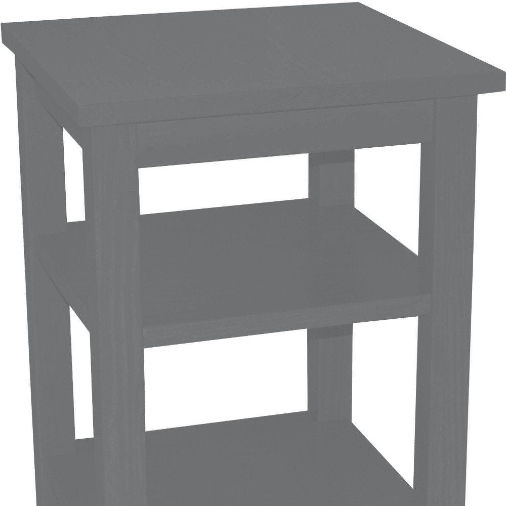Gray Solid Wood Nightstand - 28-inch