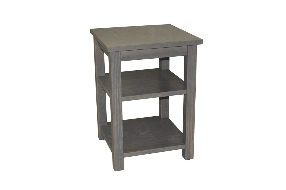Gray Solid Wood Nightstand - 28-inch
