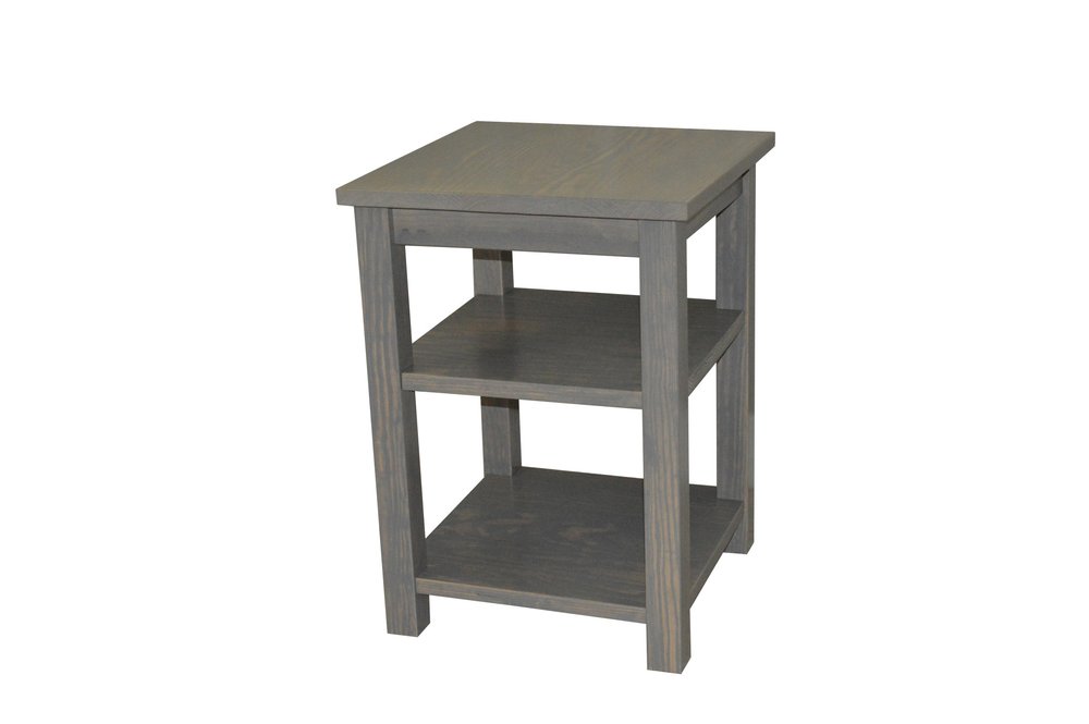 Gray Solid Wood Nightstand - 28-inch