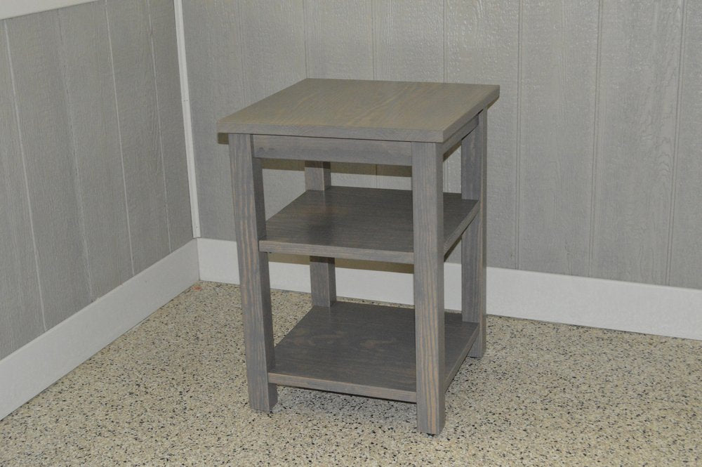 Gray Solid Wood Nightstand - 28-inch