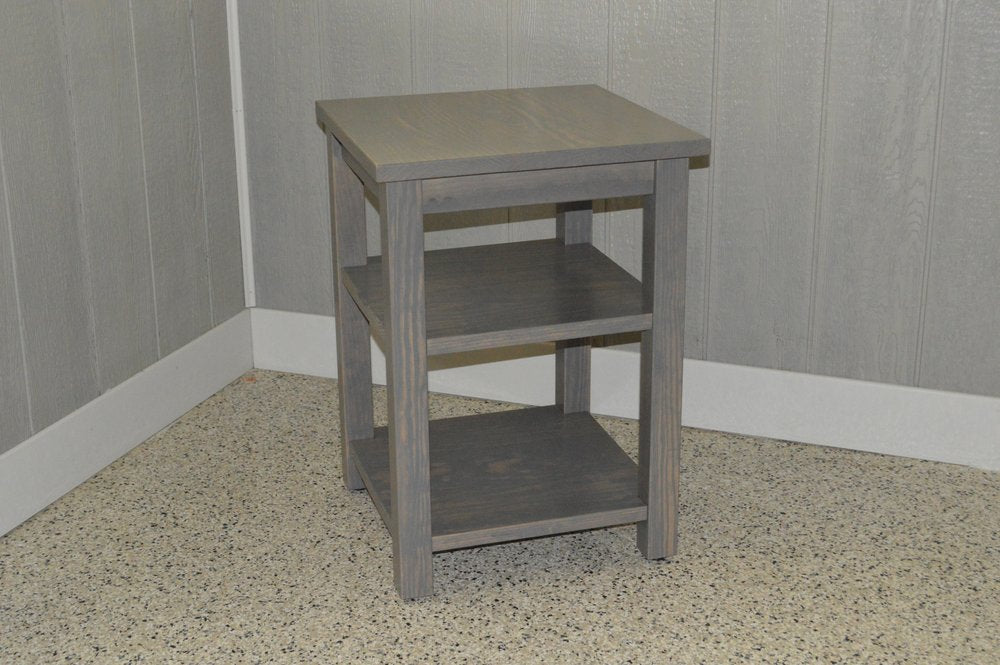 Gray Solid Wood Nightstand - 28-inch