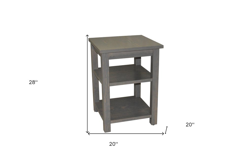 Gray Solid Wood Nightstand - 28-inch