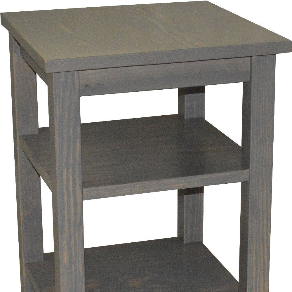 Gray Solid Wood Nightstand - 28-inch