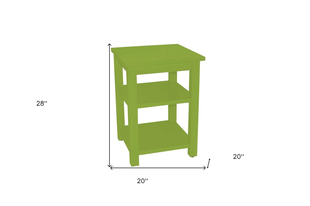 Green Solid Wood Nightstand - 28-inch